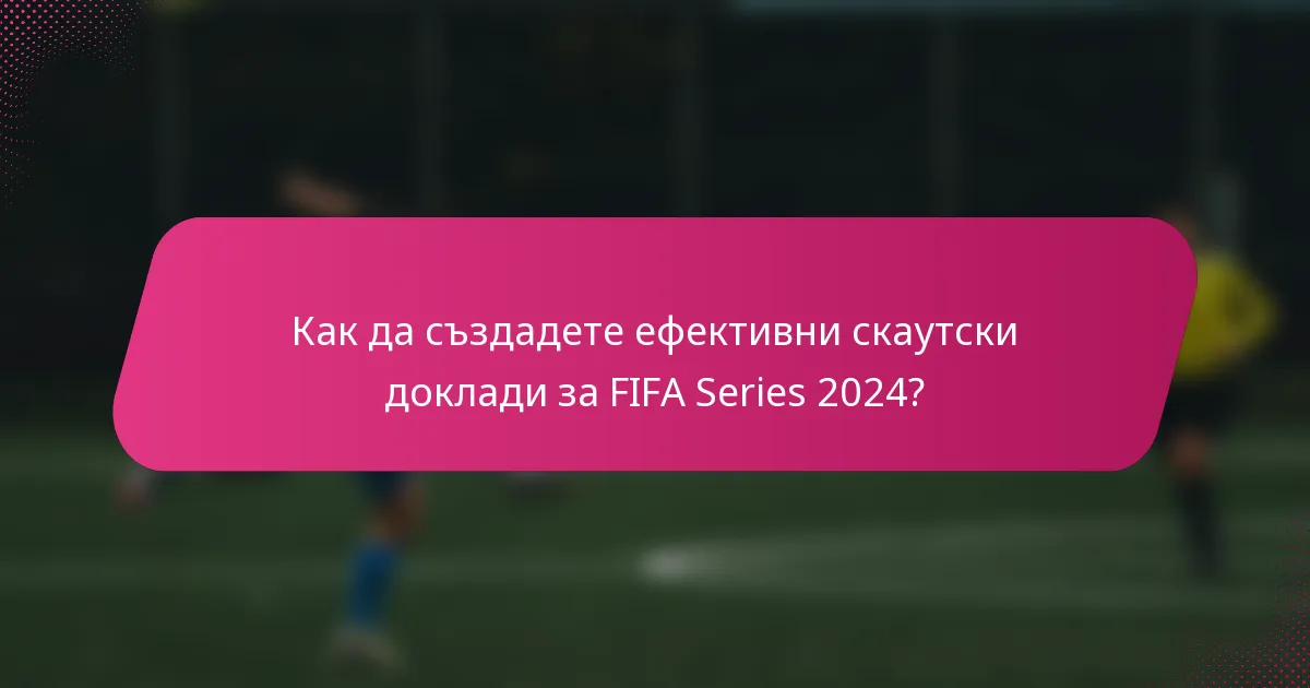 Как да създадете ефективни скаутски доклади за FIFA Series 2024?