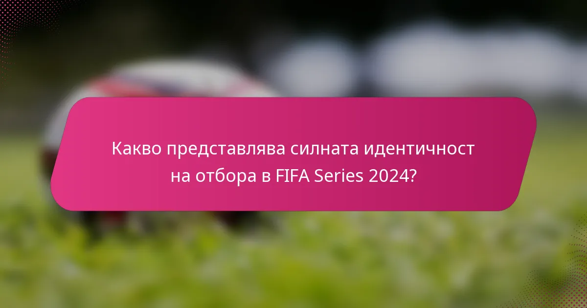 Какво представлява силната идентичност на отбора в FIFA Series 2024?